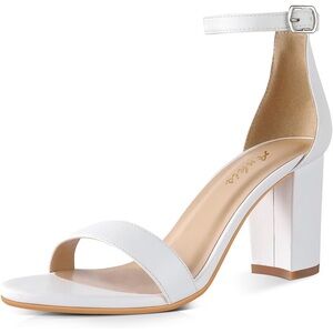 Chic White Block Heel Sandals